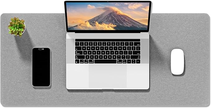 Auhoahsil Felt Desk Mat, Minimalist Large Mouse Pad XL 31.5 x 11.8 in, Desk Matt for Desktop, Keyboard, Laptop, Computer, Office, Work from Home, Gaming, Light Gray | Mouse Pads - TrueDesk