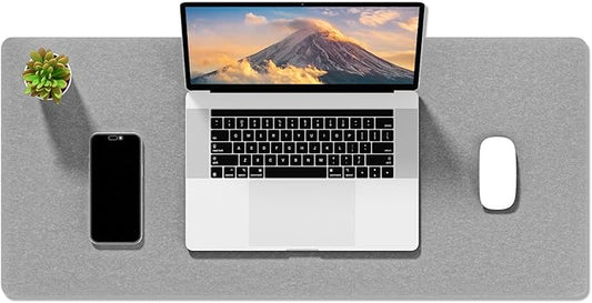 Auhoahsil Felt Desk Mat, Minimalist Large Mouse Pad XL 31.5 x 11.8 in, Desk Matt for Desktop, Keyboard, Laptop, Computer, Office, Work from Home, Gaming, Light Gray | Mouse Pads - TrueDesk