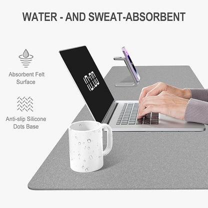 Auhoahsil Felt Desk Mat, Minimalist Large Mouse Pad XL 31.5 x 11.8 in, Desk Matt for Desktop, Keyboard, Laptop, Computer, Office, Work from Home, Gaming, Light Gray | Mouse Pads - TrueDesk