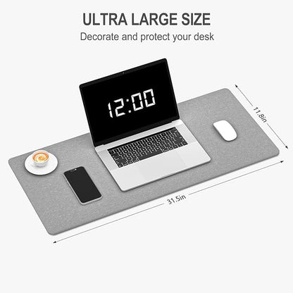 Auhoahsil Felt Desk Mat, Minimalist Large Mouse Pad XL 31.5 x 11.8 in, Desk Matt for Desktop, Keyboard, Laptop, Computer, Office, Work from Home, Gaming, Light Gray | Mouse Pads - TrueDesk