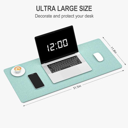 Auhoahsil Felt Desk Mat, Minimalist Large Mouse Pad XL 31.5 x 11.8 in, Desk Matt for Desktop, Keyboard, Laptop, Computer, Office, Work from Home, Gaming, Light Green | Mouse Pads - TrueDesk