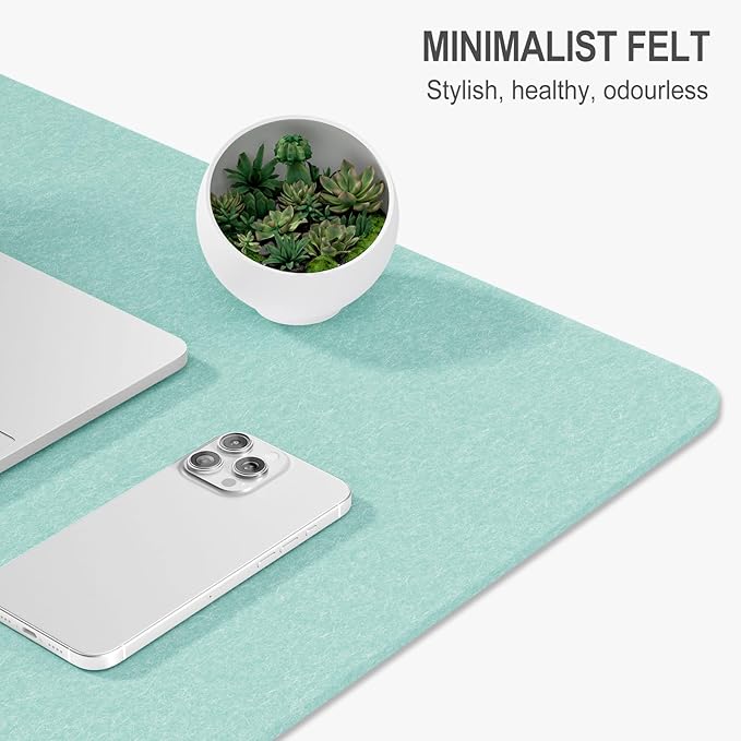 Auhoahsil Felt Desk Mat, Minimalist Large Mouse Pad XL 31.5 x 11.8 in, Desk Matt for Desktop, Keyboard, Laptop, Computer, Office, Work from Home, Gaming, Light Green | Mouse Pads - TrueDesk