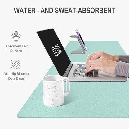 Auhoahsil Felt Desk Mat, Minimalist Large Mouse Pad XL 31.5 x 11.8 in, Desk Matt for Desktop, Keyboard, Laptop, Computer, Office, Work from Home, Gaming, Light Green | Mouse Pads - TrueDesk