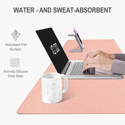 Auhoahsil Felt Desk Mat, Minimalist Large Mouse Pad XL 31.5 x 11.8 in, Desk Matt for Desktop, Keyboard, Laptop, Computer, Office, Work from Home, Gaming, Light Pink | Mouse Pads - TrueDesk