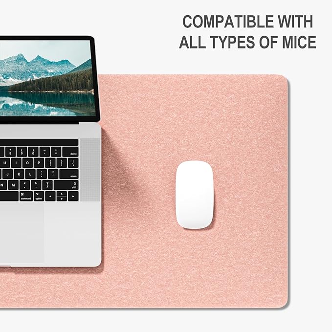 Auhoahsil Felt Desk Mat, Minimalist Large Mouse Pad XL 31.5 x 11.8 in, Desk Matt for Desktop, Keyboard, Laptop, Computer, Office, Work from Home, Gaming, Light Pink | Mouse Pads - TrueDesk