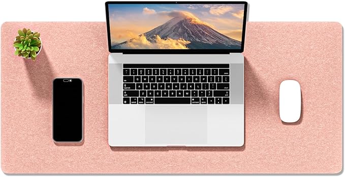 Auhoahsil Felt Desk Mat, Minimalist Large Mouse Pad XL 31.5 x 11.8 in, Desk Matt for Desktop, Keyboard, Laptop, Computer, Office, Work from Home, Gaming, Light Pink | Mouse Pads - TrueDesk