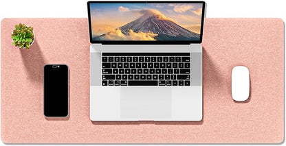 Auhoahsil Felt Desk Mat, Minimalist Large Mouse Pad XL 31.5 x 11.8 in, Desk Matt for Desktop, Keyboard, Laptop, Computer, Office, Work from Home, Gaming, Light Pink | Mouse Pads - TrueDesk