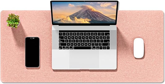 Auhoahsil Felt Desk Mat, Minimalist Large Mouse Pad XL 31.5 x 11.8 in, Desk Matt for Desktop, Keyboard, Laptop, Computer, Office, Work from Home, Gaming, Light Pink | Mouse Pads - TrueDesk