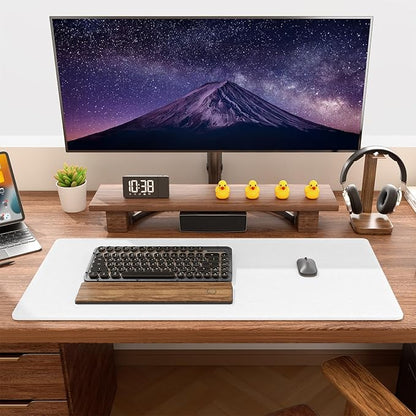 Auhoahsil Felt Desk Mat, Minimalist Large Mouse Pad XL 31.5 x 11.8 in, Desk Matt for Desktop, Keyboard, Laptop, Computer, Office, Work from Home, Gaming, White | Mouse Pads - TrueDesk