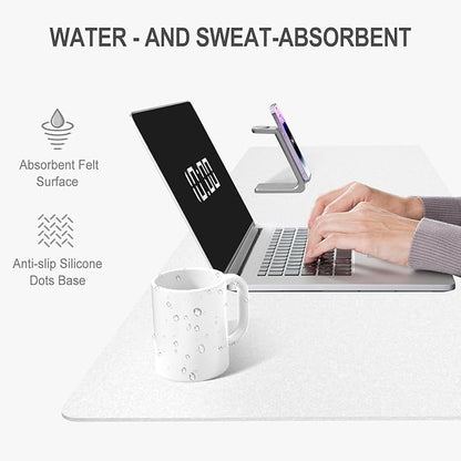 Auhoahsil Felt Desk Mat, Minimalist Large Mouse Pad XL 31.5 x 11.8 in, Desk Matt for Desktop, Keyboard, Laptop, Computer, Office, Work from Home, Gaming, White | Mouse Pads - TrueDesk