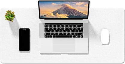 Auhoahsil Felt Desk Mat, Minimalist Large Mouse Pad XL 31.5 x 11.8 in, Desk Matt for Desktop, Keyboard, Laptop, Computer, Office, Work from Home, Gaming, White | Mouse Pads - TrueDesk