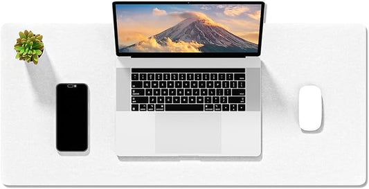 Auhoahsil Felt Desk Mat, Minimalist Large Mouse Pad XL 31.5 x 11.8 in, Desk Matt for Desktop, Keyboard, Laptop, Computer, Office, Work from Home, Gaming, White | Mouse Pads - TrueDesk