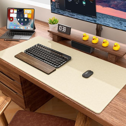 Auhoahsil Felt Desk Mat, Minimalist Large Mouse Pad XXL 35.5 x 15.7 in, Desk Matt for Desktop, Keyboard, Laptop, Computer, Office, Work from Home, Gaming, Beige | Mouse Pads - TrueDesk