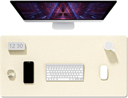Auhoahsil Felt Desk Mat, Minimalist Large Mouse Pad XXL 35.5 x 15.7 in, Desk Matt for Desktop, Keyboard, Laptop, Computer, Office, Work from Home, Gaming, Beige | Mouse Pads - TrueDesk