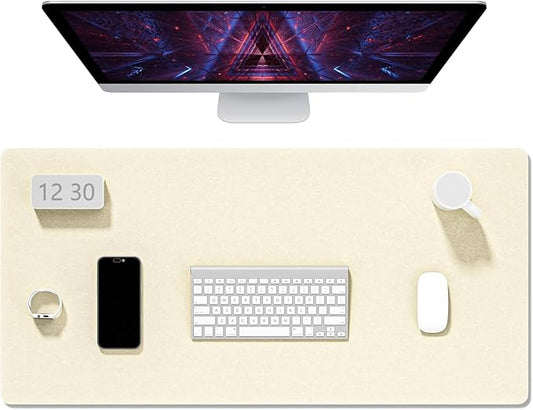 Auhoahsil Felt Desk Mat, Minimalist Large Mouse Pad XXL 35.5 x 15.7 in, Desk Matt for Desktop, Keyboard, Laptop, Computer, Office, Work from Home, Gaming, Beige | Mouse Pads - TrueDesk