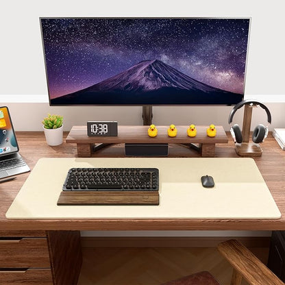 Auhoahsil Felt Desk Mat, Minimalist Large Mouse Pad XXL 35.5 x 15.7 in, Desk Matt for Desktop, Keyboard, Laptop, Computer, Office, Work from Home, Gaming, Beige | Mouse Pads - TrueDesk