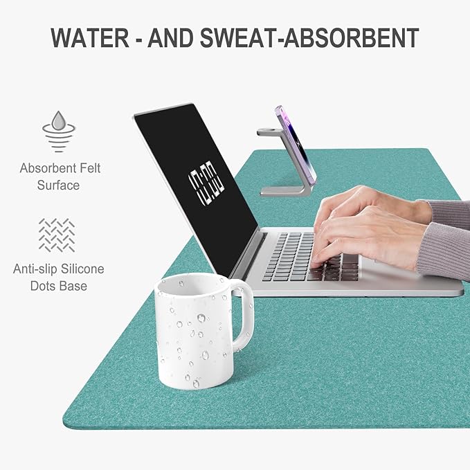 Auhoahsil Felt Desk Mat, Minimalist Large Mouse Pad XXL 35.5 x 15.7 in, Desk Matt for Desktop, Keyboard, Laptop, Computer, Office, Work from Home, Gaming, Dark Green | Mouse Pads - TrueDesk