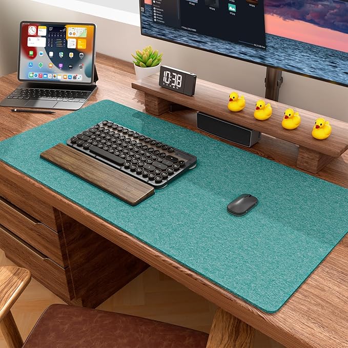 Auhoahsil Felt Desk Mat, Minimalist Large Mouse Pad XXL 35.5 x 15.7 in, Desk Matt for Desktop, Keyboard, Laptop, Computer, Office, Work from Home, Gaming, Dark Green | Mouse Pads - TrueDesk