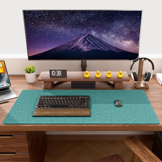 Auhoahsil Felt Desk Mat, Minimalist Large Mouse Pad XXL 35.5 x 15.7 in, Desk Matt for Desktop, Keyboard, Laptop, Computer, Office, Work from Home, Gaming, Dark Green | Mouse Pads - TrueDesk