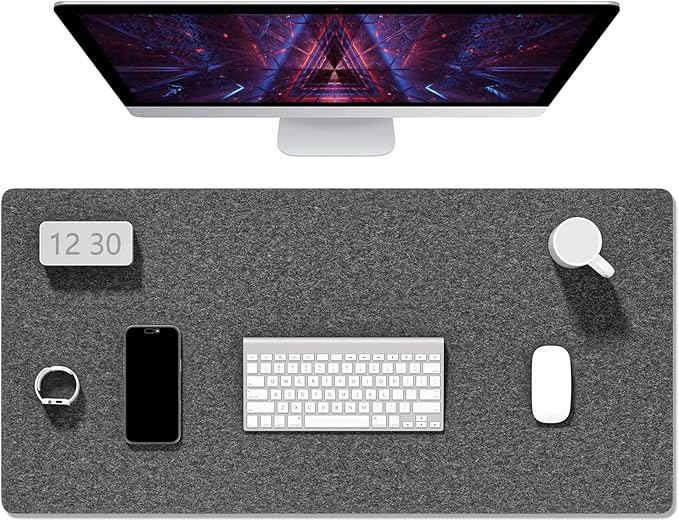 Auhoahsil Felt Desk Mat, Minimalist Large Mouse Pad XXL 35.5 x 15.7 in, Desk Matt for Desktop, Keyboard, Laptop, Computer, Office, Work from Home, Gaming, Gray | Mouse Pads - TrueDesk