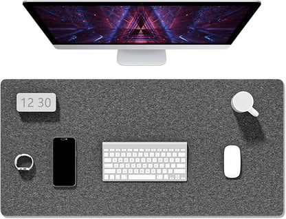 Auhoahsil Felt Desk Mat, Minimalist Large Mouse Pad XXL 35.5 x 15.7 in, Desk Matt for Desktop, Keyboard, Laptop, Computer, Office, Work from Home, Gaming, Gray | Mouse Pads - TrueDesk
