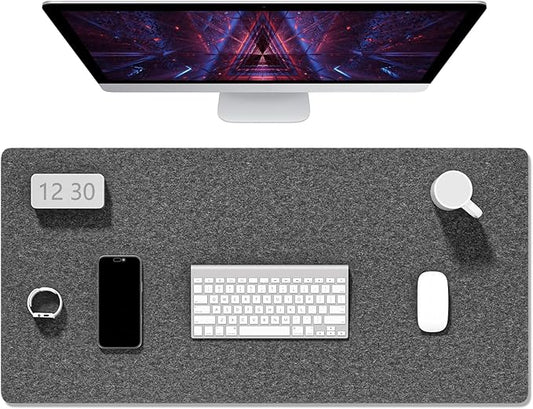Auhoahsil Felt Desk Mat, Minimalist Large Mouse Pad XXL 35.5 x 15.7 in, Desk Matt for Desktop, Keyboard, Laptop, Computer, Office, Work from Home, Gaming, Gray | Mouse Pads - TrueDesk