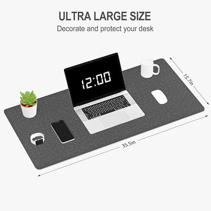 Auhoahsil Felt Desk Mat, Minimalist Large Mouse Pad XXL 35.5 x 15.7 in, Desk Matt for Desktop, Keyboard, Laptop, Computer, Office, Work from Home, Gaming, Gray | Mouse Pads - TrueDesk