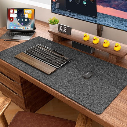 Auhoahsil Felt Desk Mat, Minimalist Large Mouse Pad XXL 35.5 x 15.7 in, Desk Matt for Desktop, Keyboard, Laptop, Computer, Office, Work from Home, Gaming, Gray | Mouse Pads - TrueDesk