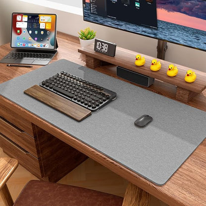 Auhoahsil Felt Desk Mat, Minimalist Large Mouse Pad XXL 35.5 x 15.7 in, Desk Matt for Desktop, Keyboard, Laptop, Computer, Office, Work from Home, Gaming, Light Gray | Mouse Pads - TrueDesk