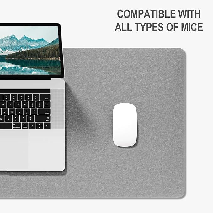 Auhoahsil Felt Desk Mat, Minimalist Large Mouse Pad XXL 35.5 x 15.7 in, Desk Matt for Desktop, Keyboard, Laptop, Computer, Office, Work from Home, Gaming, Light Gray | Mouse Pads - TrueDesk