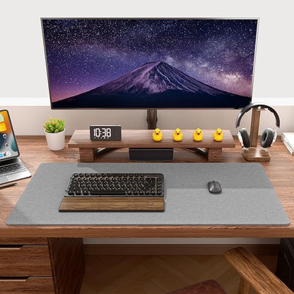Auhoahsil Felt Desk Mat, Minimalist Large Mouse Pad XXL 35.5 x 15.7 in, Desk Matt for Desktop, Keyboard, Laptop, Computer, Office, Work from Home, Gaming, Light Gray | Mouse Pads - TrueDesk