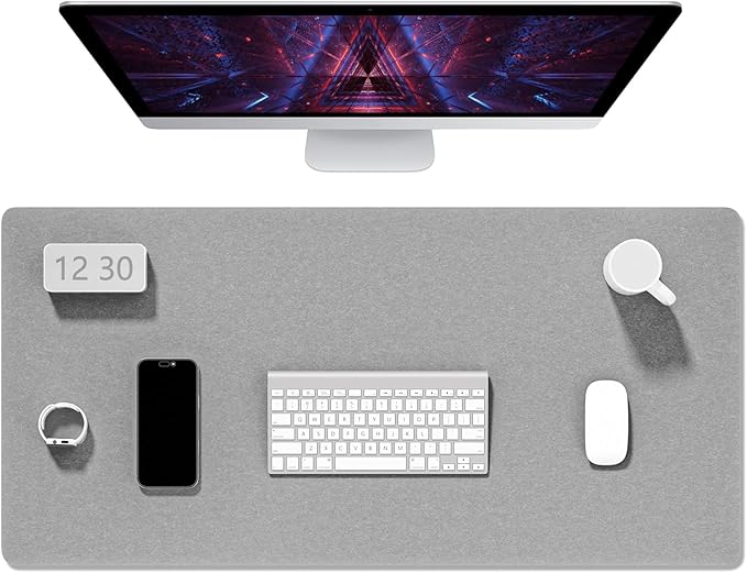 Auhoahsil Felt Desk Mat, Minimalist Large Mouse Pad XXL 35.5 x 15.7 in, Desk Matt for Desktop, Keyboard, Laptop, Computer, Office, Work from Home, Gaming, Light Gray | Mouse Pads - TrueDesk