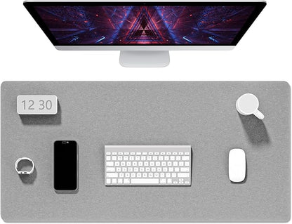 Auhoahsil Felt Desk Mat, Minimalist Large Mouse Pad XXL 35.5 x 15.7 in, Desk Matt for Desktop, Keyboard, Laptop, Computer, Office, Work from Home, Gaming, Light Gray | Mouse Pads - TrueDesk