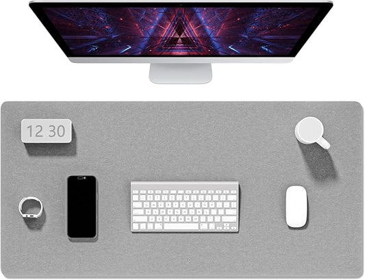 Auhoahsil Felt Desk Mat, Minimalist Large Mouse Pad XXL 35.5 x 15.7 in, Desk Matt for Desktop, Keyboard, Laptop, Computer, Office, Work from Home, Gaming, Light Gray | Mouse Pads - TrueDesk