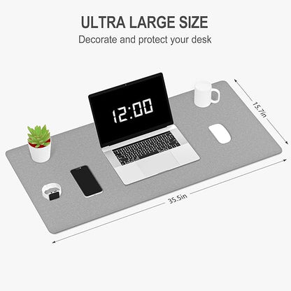 Auhoahsil Felt Desk Mat, Minimalist Large Mouse Pad XXL 35.5 x 15.7 in, Desk Matt for Desktop, Keyboard, Laptop, Computer, Office, Work from Home, Gaming, Light Gray | Mouse Pads - TrueDesk