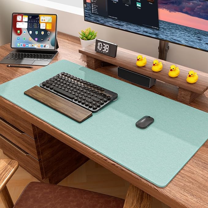 Auhoahsil Felt Desk Mat, Minimalist Large Mouse Pad XXL 35.5 x 15.7 in, Desk Matt for Desktop, Keyboard, Laptop, Computer, Office, Work from Home, Gaming, Light Green | Mouse Pads - TrueDesk