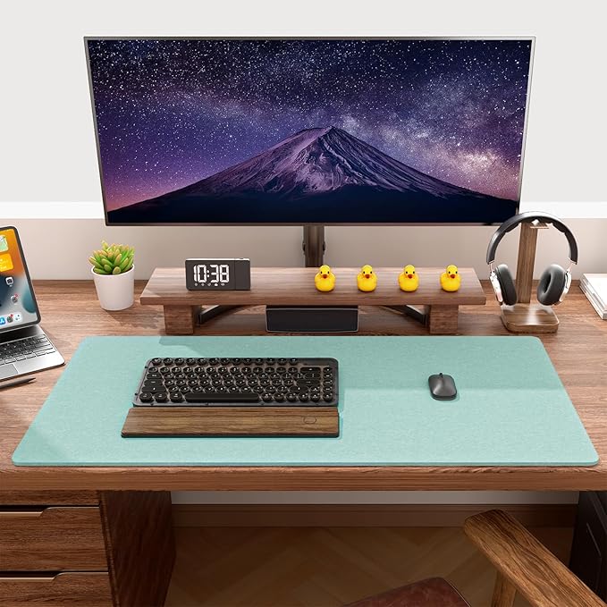 Auhoahsil Felt Desk Mat, Minimalist Large Mouse Pad XXL 35.5 x 15.7 in, Desk Matt for Desktop, Keyboard, Laptop, Computer, Office, Work from Home, Gaming, Light Green | Mouse Pads - TrueDesk