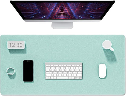 Auhoahsil Felt Desk Mat, Minimalist Large Mouse Pad XXL 35.5 x 15.7 in, Desk Matt for Desktop, Keyboard, Laptop, Computer, Office, Work from Home, Gaming, Light Green | Mouse Pads - TrueDesk