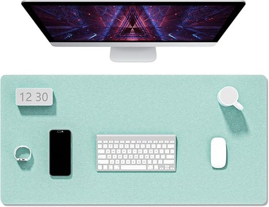 Auhoahsil Felt Desk Mat, Minimalist Large Mouse Pad XXL 35.5 x 15.7 in, Desk Matt for Desktop, Keyboard, Laptop, Computer, Office, Work from Home, Gaming, Light Green | Mouse Pads - TrueDesk