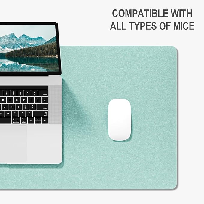 Auhoahsil Felt Desk Mat, Minimalist Large Mouse Pad XXL 35.5 x 15.7 in, Desk Matt for Desktop, Keyboard, Laptop, Computer, Office, Work from Home, Gaming, Light Green | Mouse Pads - TrueDesk