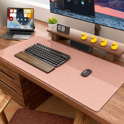 Auhoahsil Felt Desk Mat, Minimalist Large Mouse Pad XXL 35.5 x 15.7 in, Desk Matt for Desktop, Keyboard, Laptop, Computer, Office, Work from Home, Gaming, Light Pink | Mouse Pads - TrueDesk