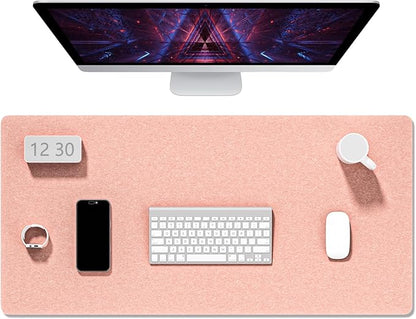Auhoahsil Felt Desk Mat, Minimalist Large Mouse Pad XXL 35.5 x 15.7 in, Desk Matt for Desktop, Keyboard, Laptop, Computer, Office, Work from Home, Gaming, Light Pink | Mouse Pads - TrueDesk