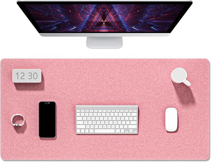 Auhoahsil Felt Desk Mat, Minimalist Large Mouse Pad XXL 35.5 x 15.7 in, Desk Matt for Desktop, Keyboard, Laptop, Computer, Office, Work from Home, Gaming, Pink | Mouse Pads - TrueDesk