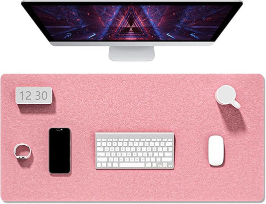 Auhoahsil Felt Desk Mat, Minimalist Large Mouse Pad XXL 35.5 x 15.7 in, Desk Matt for Desktop, Keyboard, Laptop, Computer, Office, Work from Home, Gaming, Pink | Mouse Pads - TrueDesk