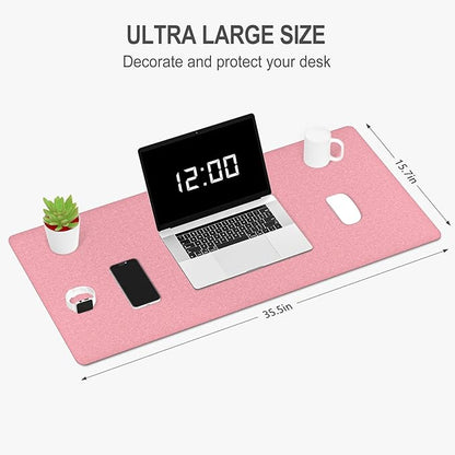Auhoahsil Felt Desk Mat, Minimalist Large Mouse Pad XXL 35.5 x 15.7 in, Desk Matt for Desktop, Keyboard, Laptop, Computer, Office, Work from Home, Gaming, Pink | Mouse Pads - TrueDesk