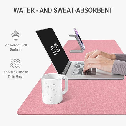 Auhoahsil Felt Desk Mat, Minimalist Large Mouse Pad XXL 35.5 x 15.7 in, Desk Matt for Desktop, Keyboard, Laptop, Computer, Office, Work from Home, Gaming, Pink | Mouse Pads - TrueDesk