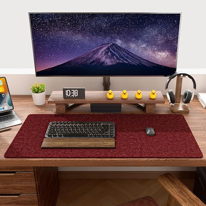 Auhoahsil Felt Desk Mat, Minimalist Large Mouse Pad XXL 35.5 x 15.7 in, Desk Matt for Desktop, Keyboard, Laptop, Computer, Office, Work from Home, Gaming, Red | Mouse Pads - TrueDesk