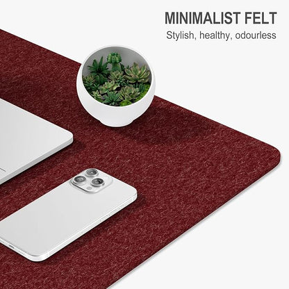Auhoahsil Felt Desk Mat, Minimalist Large Mouse Pad XXL 35.5 x 15.7 in, Desk Matt for Desktop, Keyboard, Laptop, Computer, Office, Work from Home, Gaming, Red | Mouse Pads - TrueDesk