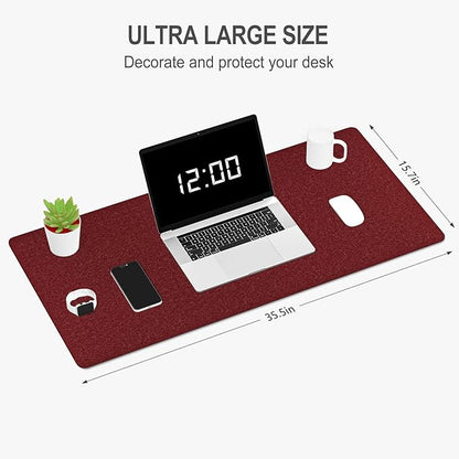 Auhoahsil Felt Desk Mat, Minimalist Large Mouse Pad XXL 35.5 x 15.7 in, Desk Matt for Desktop, Keyboard, Laptop, Computer, Office, Work from Home, Gaming, Red | Mouse Pads - TrueDesk
