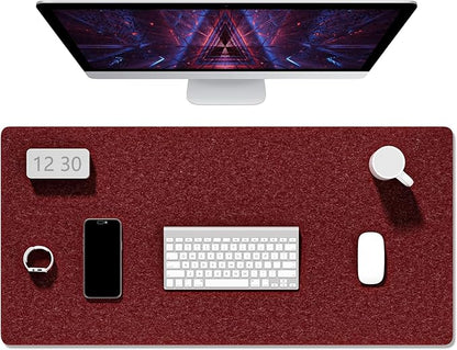 Auhoahsil Felt Desk Mat, Minimalist Large Mouse Pad XXL 35.5 x 15.7 in, Desk Matt for Desktop, Keyboard, Laptop, Computer, Office, Work from Home, Gaming, Red | Mouse Pads - TrueDesk